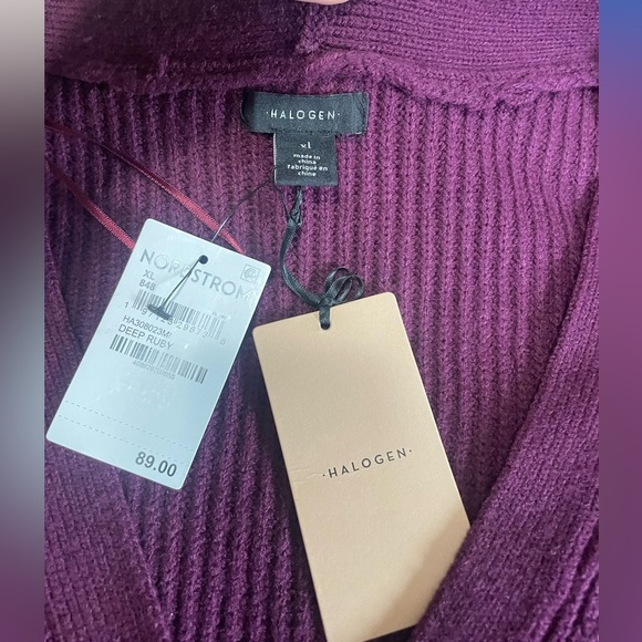 NWT HALOGEN WOMEN'S EMBELLISHED BUTTON CARDIGAN SWEATER SIZE XL DEEP RUBY NEW - Picture 2 of 12